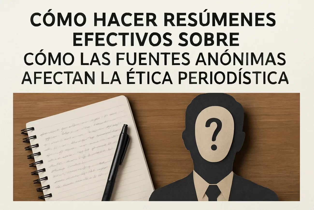 cómo hacer resúmenes efectivos sobre Cómo las fuentes anónimas afectan la ética periodística