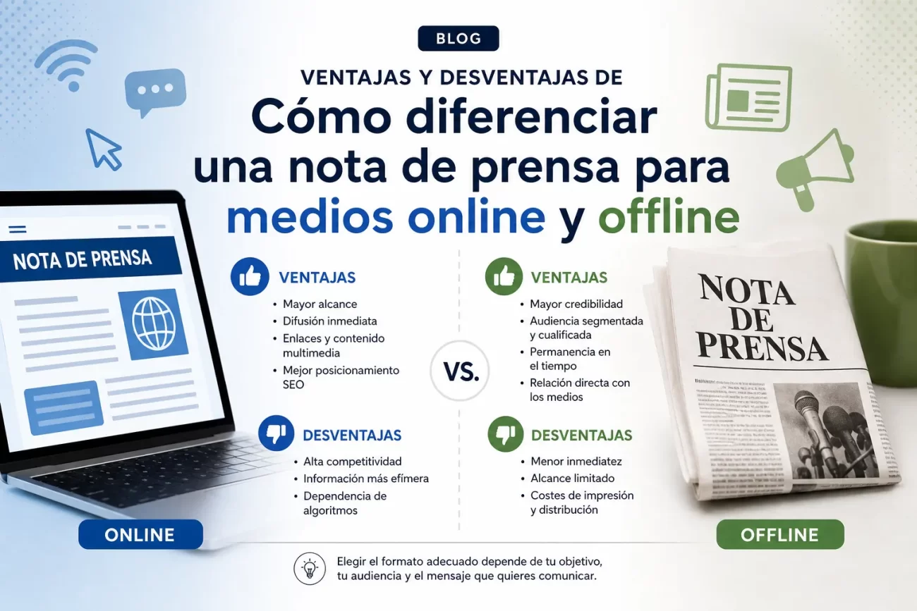ventajas y desventajas de Cómo diferenciar una nota de prensa para medios online y offline