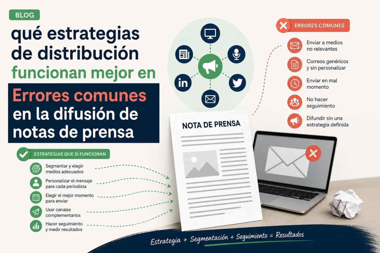qué estrategias de distribución funcionan mejor en Errores comunes en la difusión de notas de prensa