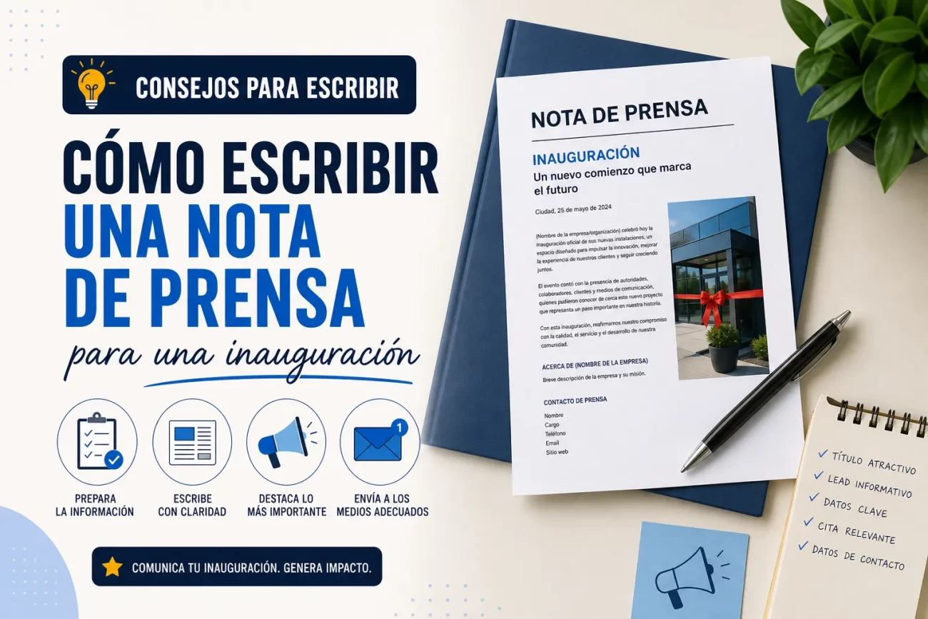 consejos para escribir Cómo escribir una nota de prensa para una inauguración